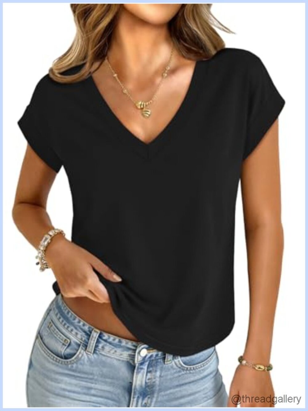 Womens V Neck Short Sleeve Crop Top Summer Basic Tee
